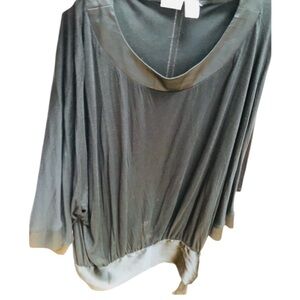 𝅺Newport News XL black Long tunic satin trimmed neckline, tie’s at waist